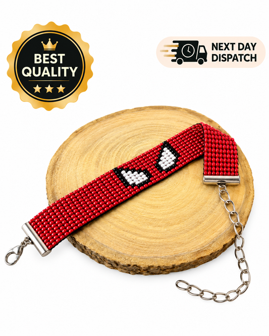 Spiderman Marvel Superhero Bead Loom Bracelet, Color: Red