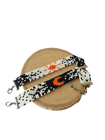 Sun and Moon Bead Loom Couple Bracelet, Orange