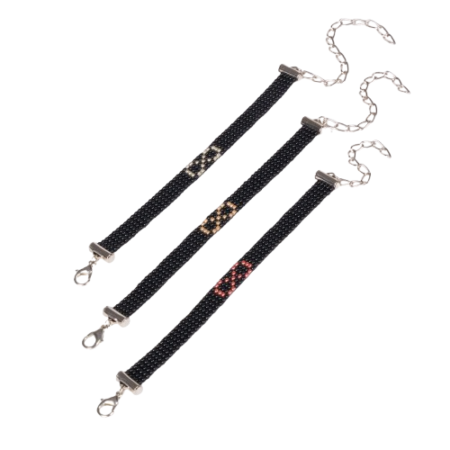 Infinity Bead Loom Bracelet (Pair of 3)- Silver, Gold and Metallic Pink