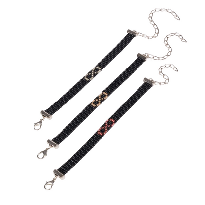 Infinity Bead Loom Bracelet (Pair of 3)- Silver, Gold and Metallic Pink