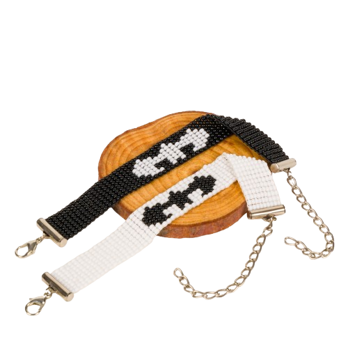 Batman and Catwoman Bead Loom Couple Bracelet- Black and White