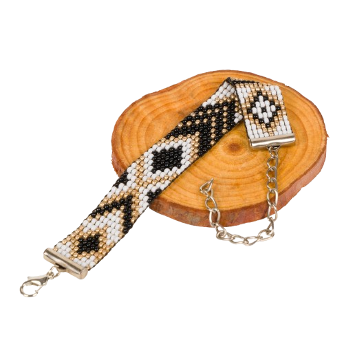 Black-Gold Design Loom Beaded Bracelet
