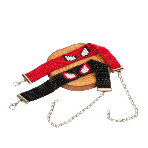 Spiderman Marvel Superhero Bead Loom Couple Bracelet, Black and Red