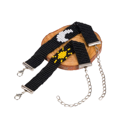 "Sun and Moon" Couple Bracelet- Black