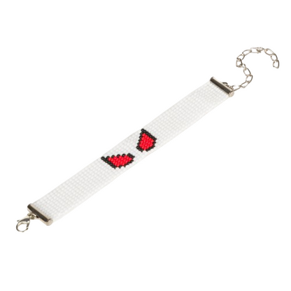 Spiderman Marvel Superhero Bead Loom Bracelet, Color: White and Red