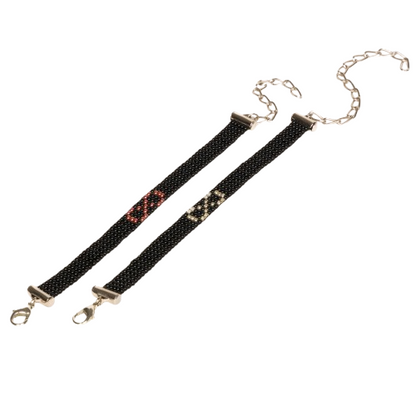 Infinity Bead Loom Bracelet (Pair of 2)- Silver and Metallic Pink