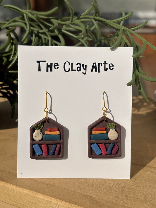 Book Shelf Polymer Clay Earrings