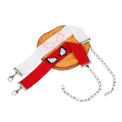 Spiderman Marvel Superhero Bead Loom Couple Bracelet, White and Red
