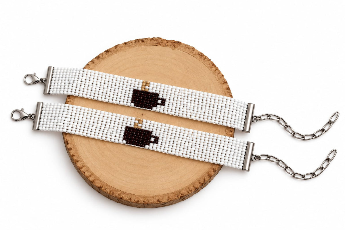 Love & Lattes Couple Bead Loom Bracelet