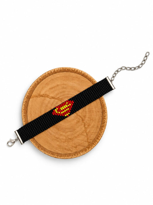 Superman Black Bead Loom Bracelet