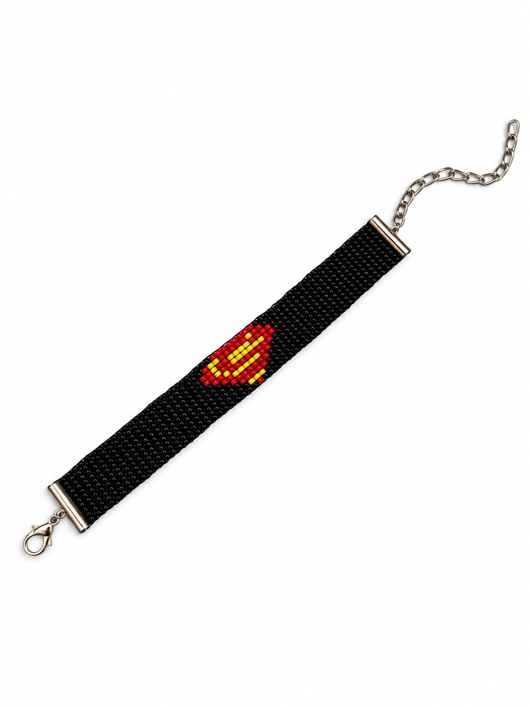 Superman Black Bead Loom Bracelet