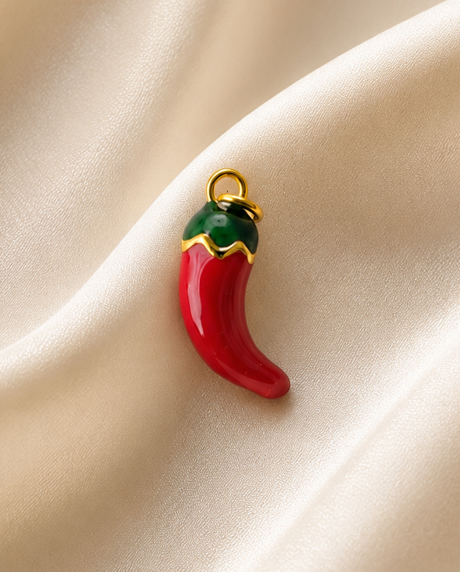 Chilli Brass Charm, Tarnish Resistant