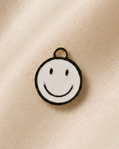 Smiley Brass Charm, Tarnish Resistant
